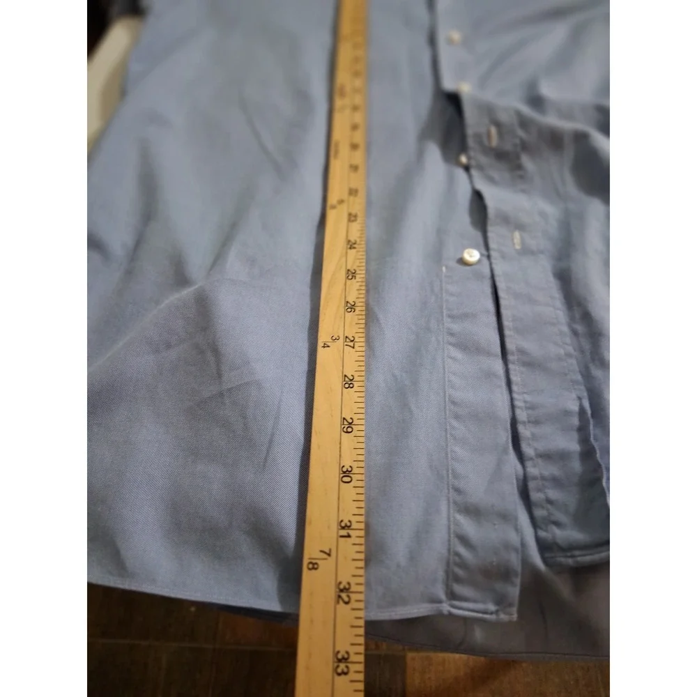 Borrelli Bergdorf Goodman Light Blue Twill French Cuff Dress Shirt Italy 17 43